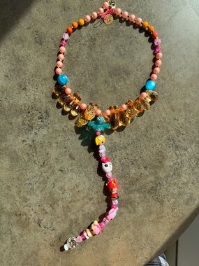 Colorful Beaded Lariat. Necklace with Cute Lalaloopsy mini dolls